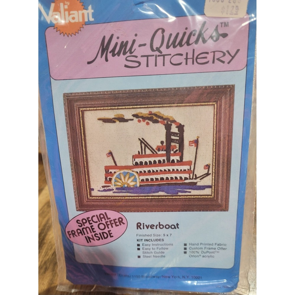 Riverboat Stitchery NEW  Valiant Mini-Quicks Stitchery RIVERBOAT 5" x 7"